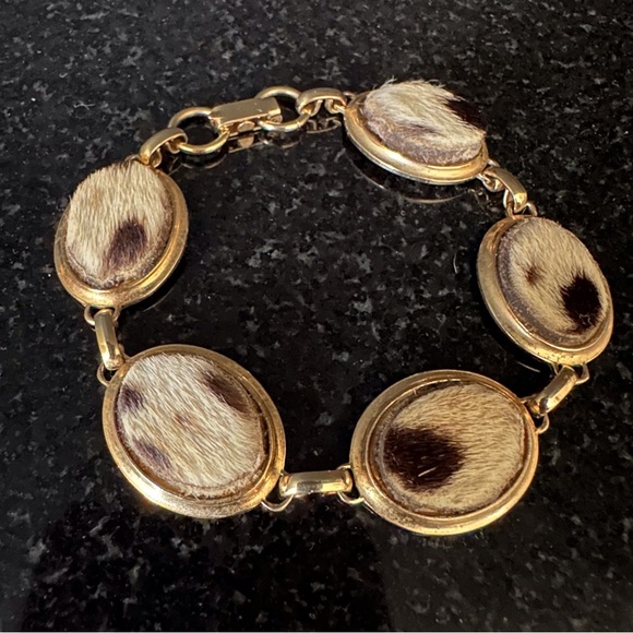 Vintage Unique Set Cheetah Animal Print Fur Bracelet & Brooch/Pin - Picture 2 of 4
